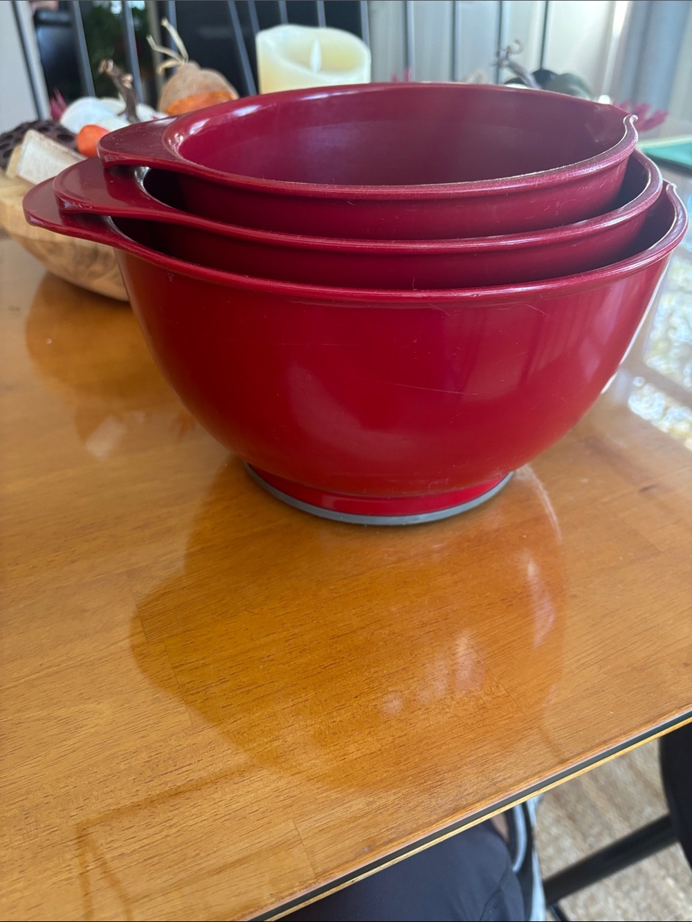 Kitchen Aid Stackable Red Mixing Bowls -